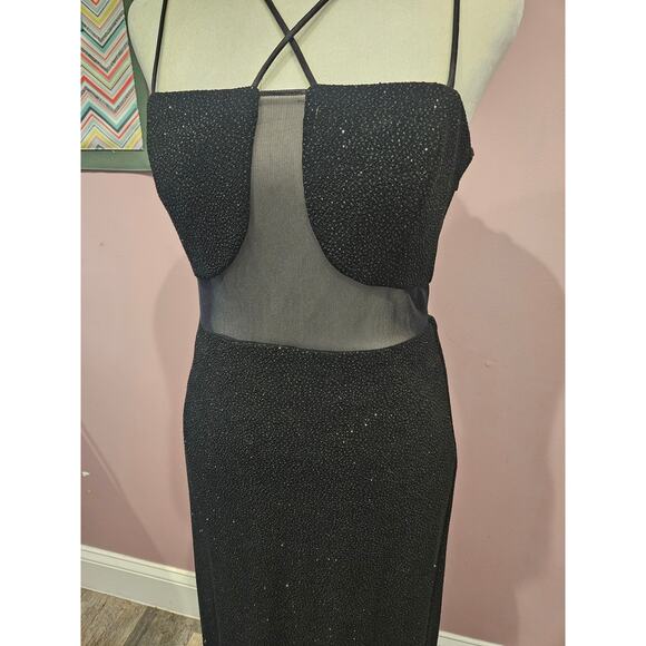 Blondie nites jaslene black formal sparkle maxi junior 11 womens medium y2k - Picture 2 of 10